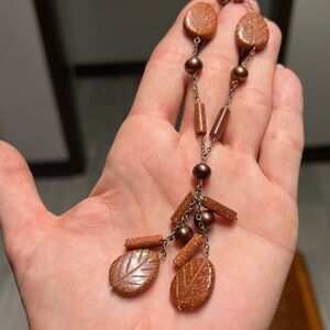 Sterling silver 9.25 carved gold stone and pearl Western necklace NFR RODEO